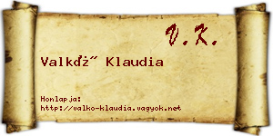 Valkó Klaudia névjegykártya