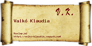 Valkó Klaudia névjegykártya